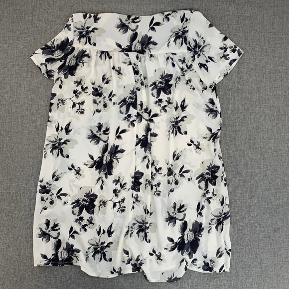 Rokoko Floral Flowy Chiffon Dress Relaxed Fit Small Polyester Short Sleeve Vneck - Picture 10 of 11